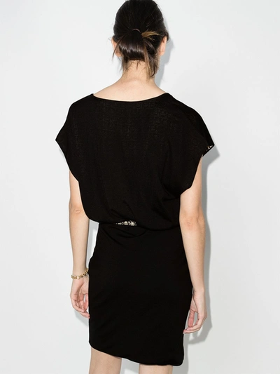 Shop Ferragamo V-neck Belted Dress In Black