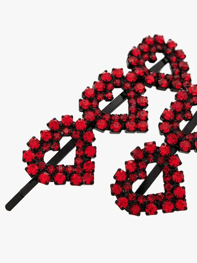 Shop Ashley Williams Red Heart Crystal Hair Clip Set In Black