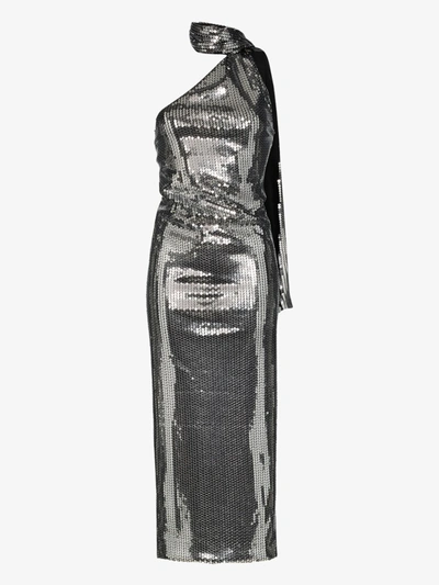 Shop Attico Sequin Halterneck Dress In Metallic