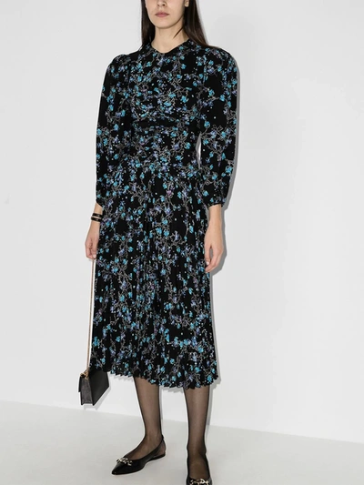 Shop Givenchy Black Floral Print Midi Dress