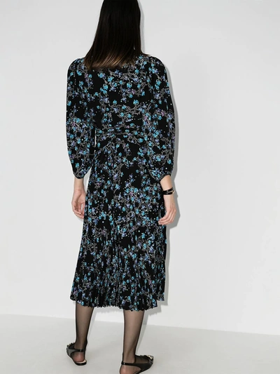 Shop Givenchy Black Floral Print Midi Dress