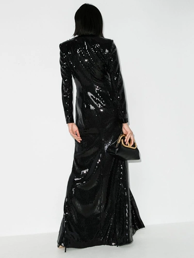 Shop Alessandra Rich Black Sequinned Crystal Button Gown