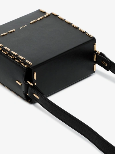 Shop Sacai Black Box Leather Shoulder Bag