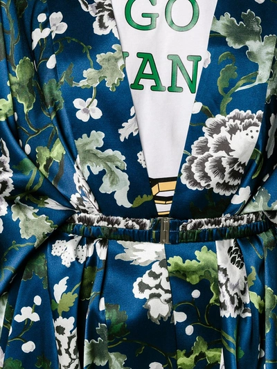 Shop Adam Lippes Floral Print Silk Kimono Jacket In Blue