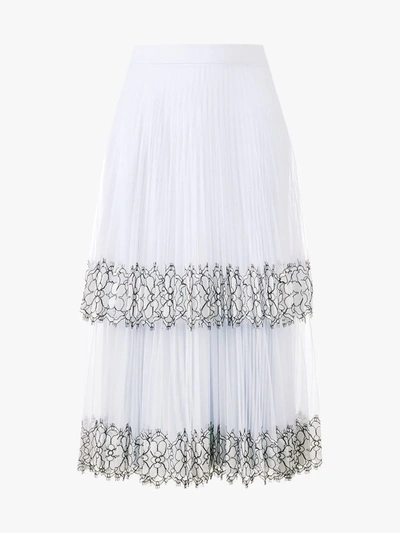 Shop Christopher Kane Pleated Layered Midi Skirt In Blue