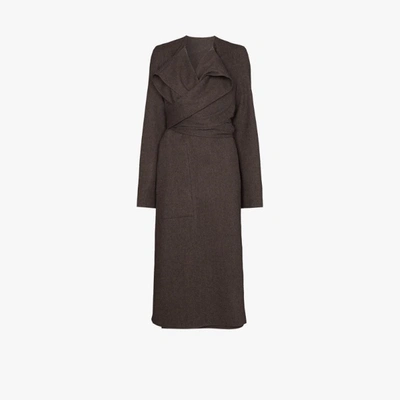 Shop Lemaire Coa Wrap Wool Coat In Grey