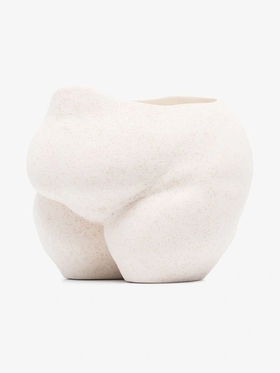 Shop Anissa Kermiche Neutral Popotelée Earthenware Pot In White
