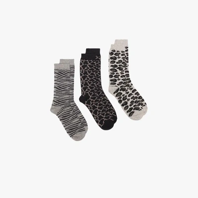 Shop Anonymous Ism Grey Printed Socks Set