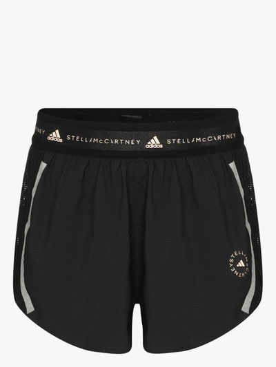 Shop Adidas By Stella Mccartney Logo Waistband Running Shorts In Black