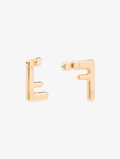 Shop Fendi Gold Tone Ff Logo Earrings