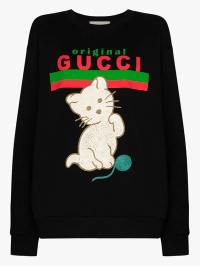 Shop Gucci Sweatshirt Mit Rundhalsausschnitt In Schwarz