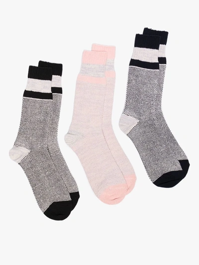 Shop Anonymous Ism Multicoloured Mélange Socks Set In Grey