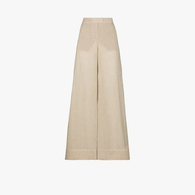 Shop Lisa Marie Fernandez Organic Linen Wide Leg Trousers In Neutrals