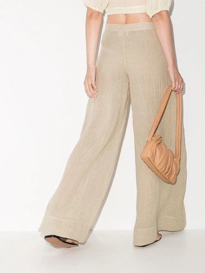 Shop Lisa Marie Fernandez Organic Linen Wide Leg Trousers In Neutrals
