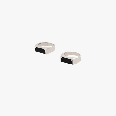 Shop Maison Margiela Sterling Silver Stackable Ring Set