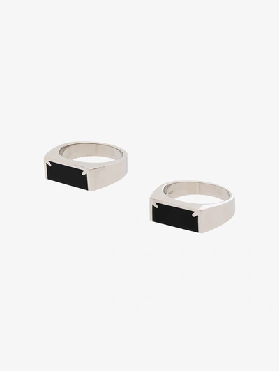 Shop Maison Margiela Sterling Silver Stackable Ring Set