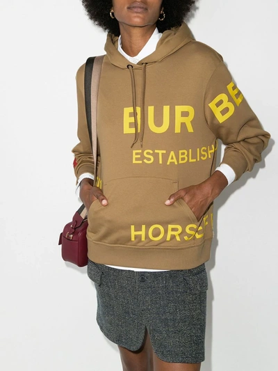 Shop Burberry Horseferry Logo Print Hoodie In Brown