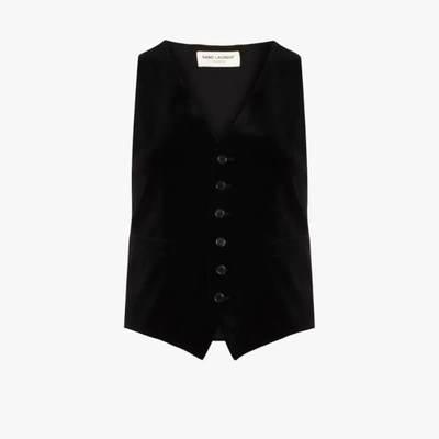 Shop Saint Laurent Button-up Waistcoat In Black