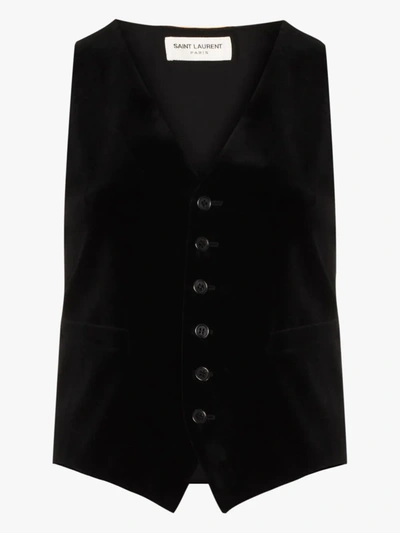 Shop Saint Laurent Button-up Waistcoat In Black
