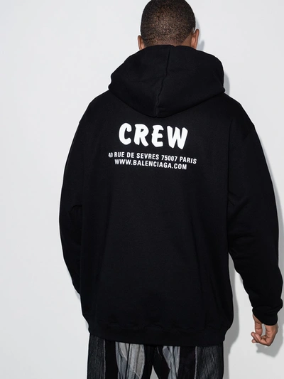 Shop Balenciaga Crew Logo Hoodie In Black