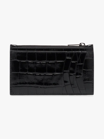 Shop Balenciaga Black Hourglass Mock Croc Leather Card Holder