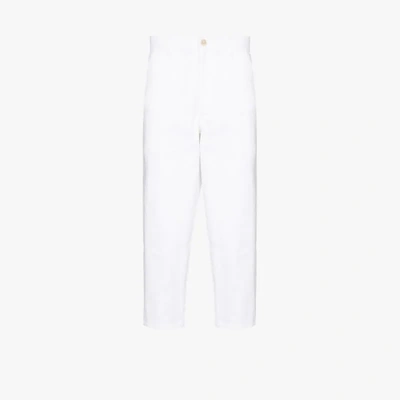 Shop Comme Des Garçons Shirt White Cropped Cotton Trousers