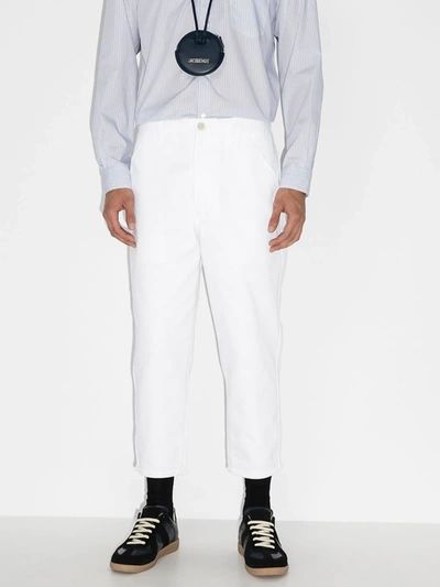 Shop Comme Des Garçons Shirt White Cropped Cotton Trousers