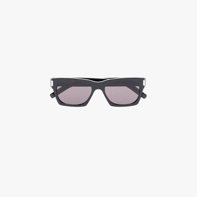 Shop Saint Laurent Black 402 Square Frame Sunglasses
