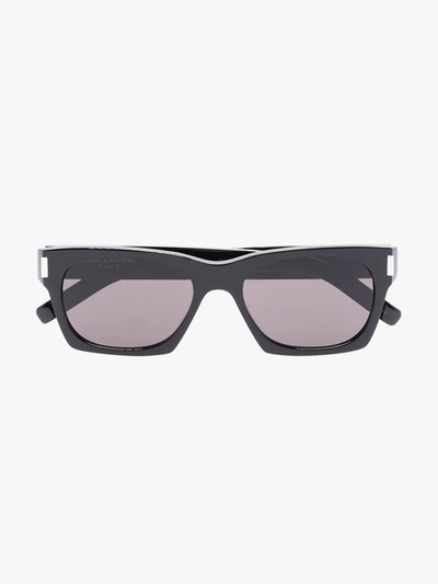 Shop Saint Laurent Black 402 Square Frame Sunglasses