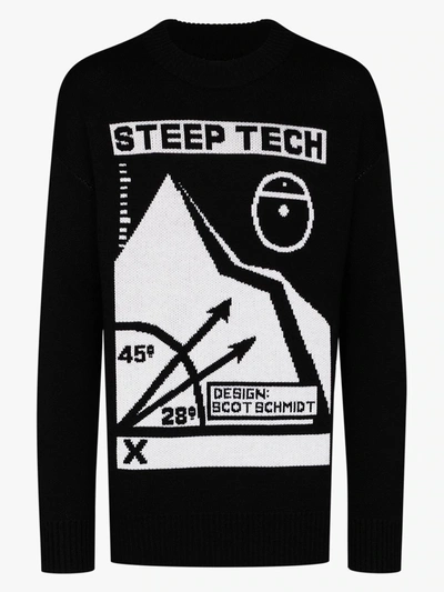 Shop The North Face Black And White Steep Tech Wool Sweater