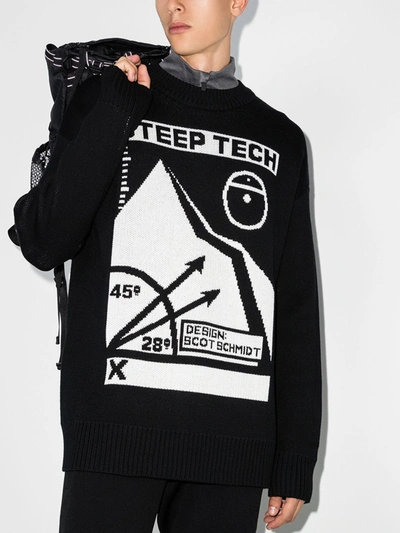Shop The North Face Black And White Steep Tech Wool Sweater