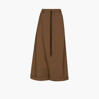 Shop Marni Sarong Wide Leg Trousers In Brown