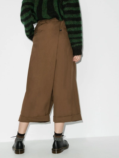 Shop Marni Sarong Wide Leg Trousers In Brown