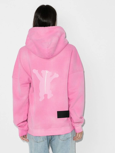 Shop We11 Done Teddy Print Hoodie In Pink