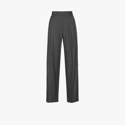 Shop We11 Done Pleated Pintuck Wool Trousers In Grey
