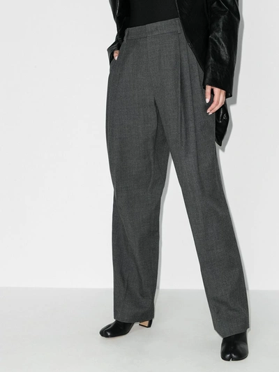 Shop We11 Done Pleated Pintuck Wool Trousers In Grey