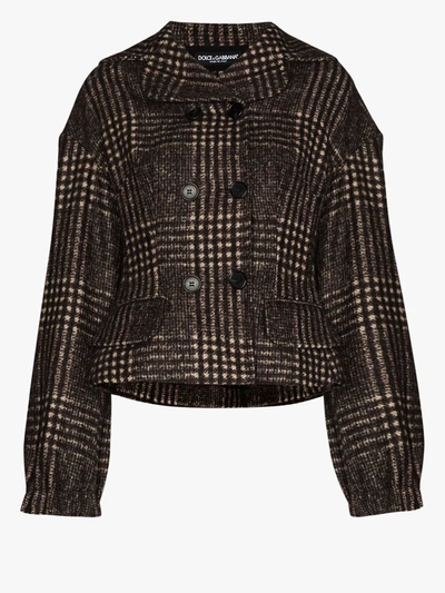 Shop Dolce & Gabbana Double-breasted Curve Shoulder Jacket In Brown