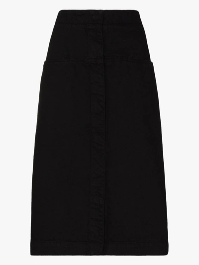 Shop Lemaire Denim Midi Skirt In Black