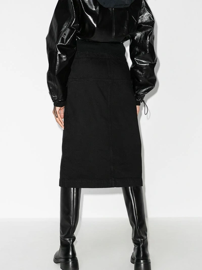 Shop Lemaire Denim Midi Skirt In Black