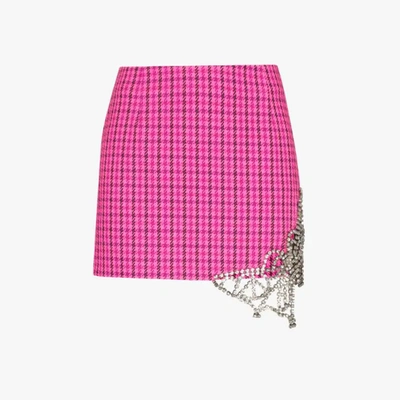 Shop Area Crystal Butterfly Checked Skirt In Pink