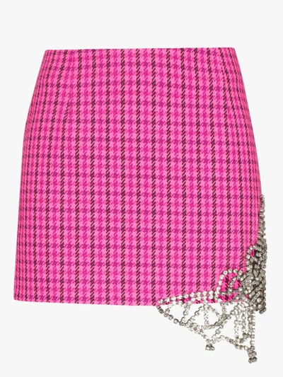 Shop Area Crystal Butterfly Checked Skirt In Pink