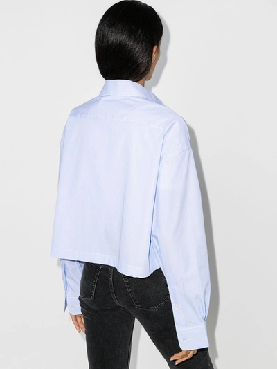 Shop R13 Oversized Cropped Stripe Shirt In Blue