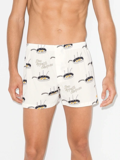 Shop Jacquemus Le Caleçon Egg Print Boxers In White