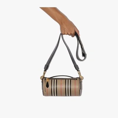 Shop Burberry Neutral Boston Icon Stripe Bag In Neutrals