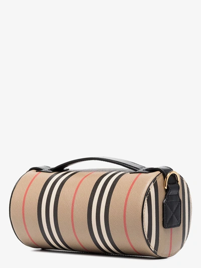 Shop Burberry Neutral Boston Icon Stripe Bag In Neutrals