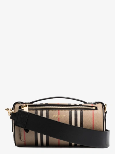 Shop Burberry Neutral Boston Icon Stripe Bag In Neutrals