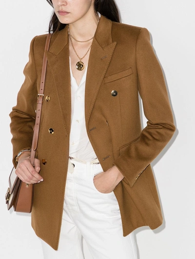 Shop Saint Laurent Double-breasted Wool Blazer In Neutrals