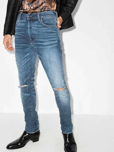 Shop Amiri Blue Slash Skinny Jeans