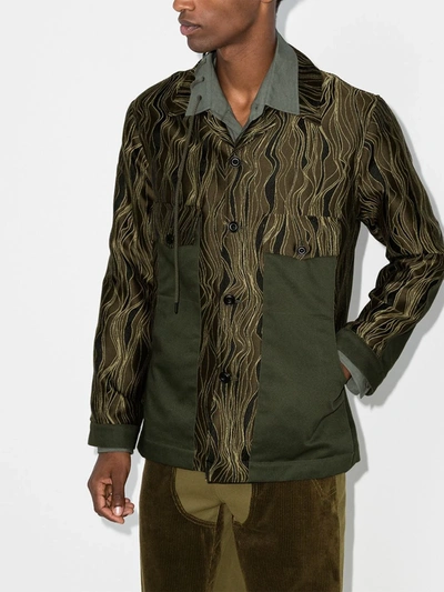 Shop Nicholas Daley '70s Swirl Shirt Jacket In Green