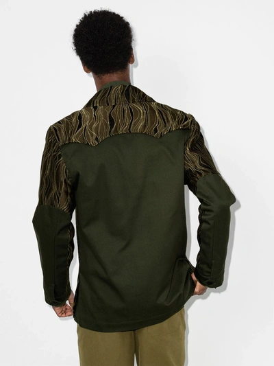 Shop Nicholas Daley '70s Swirl Shirt Jacket In Green